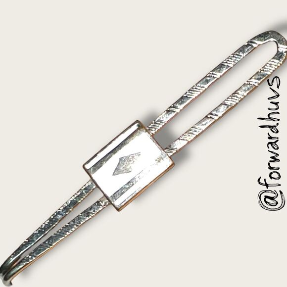 Vintage Silver-Tone Tie Bar – White Enamel Accent - Picture 1 of 8